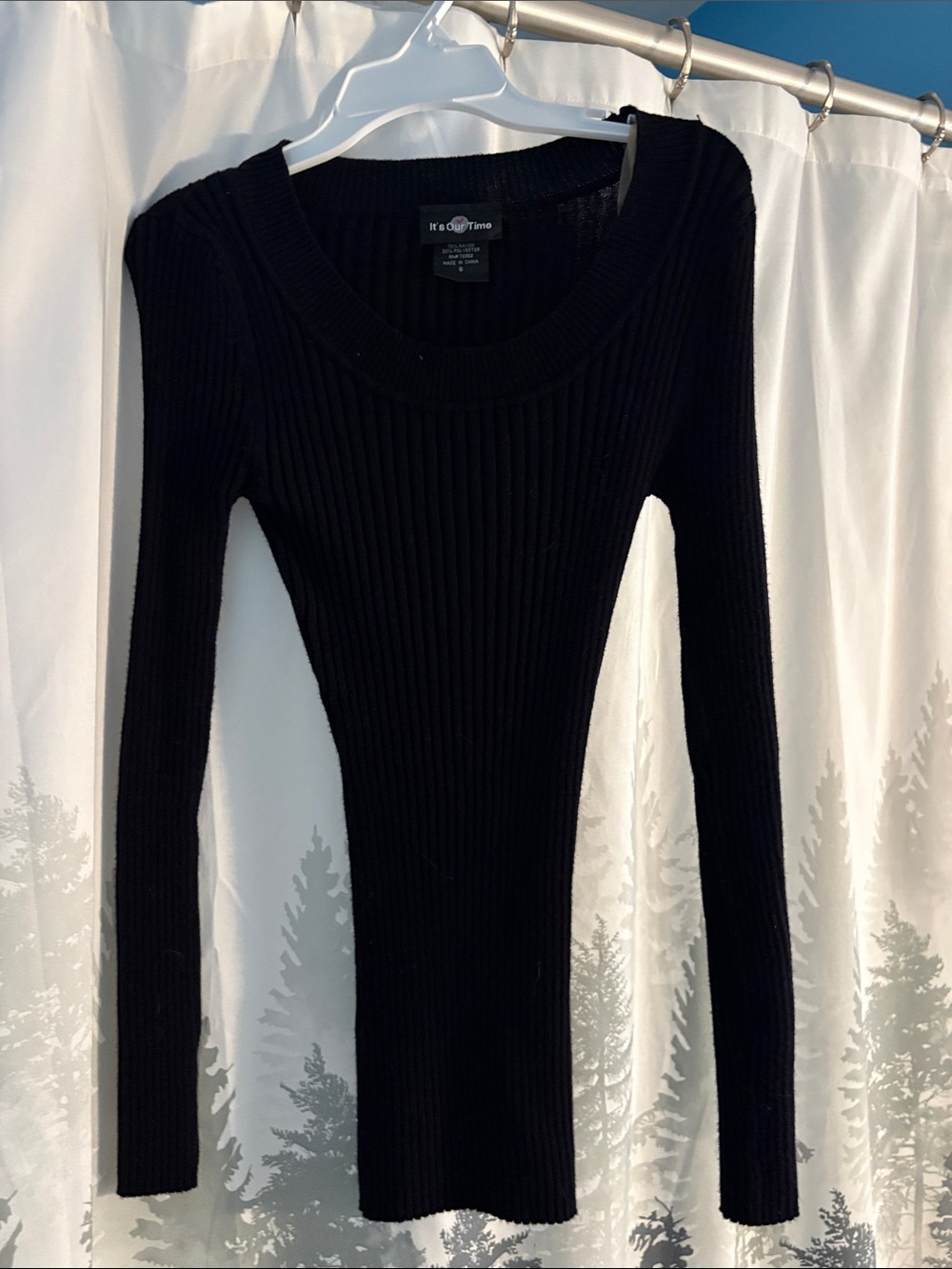It's Our Time Black Ribbed Long Sleeve Scoop Neck Top